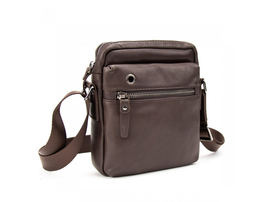Сумка чоловіча через плече компактна в класичному стилі з натуральної шкіри, фото 1
