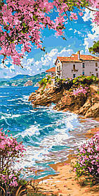 Картина за номерами Пейзаж. Літній ранок на березі 40*80 см Орігамі LW 5161