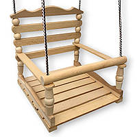 Гойдалка дитяча дерев'яна підвісна закрита зі спинкою 33х33х33 см.