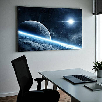 Картина фотодрук на полотні Космос Планети Зірки Вид на Землю 60х40см