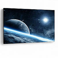 Картина фотодрук на полотні Космос Планети Зірки Вид на Землю 60х40см, фото 2
