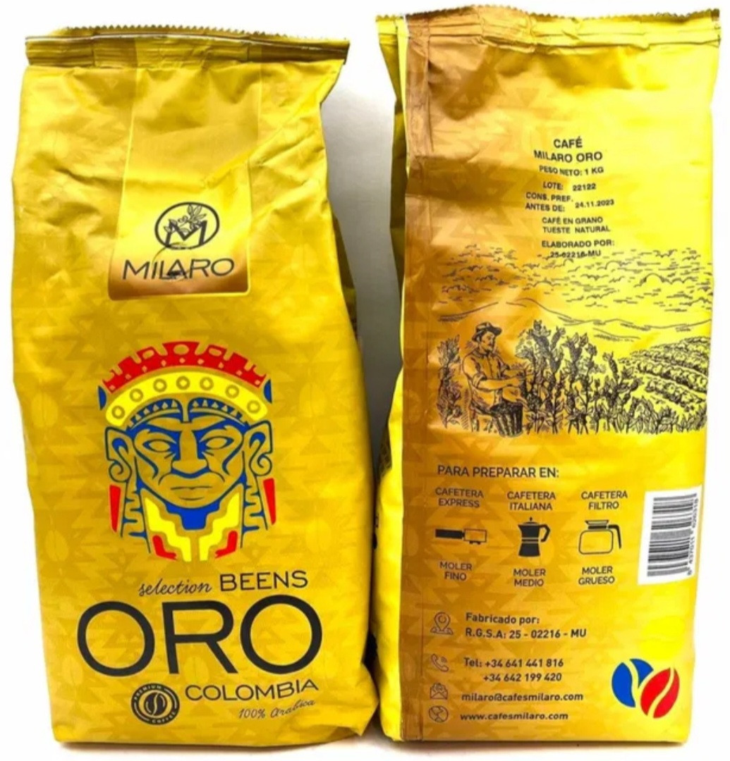 ОРИГІНАЛ! Кава в зернах Milaro Oro Colombia 100% Арабіка Іспанія 1000г