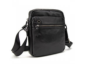 Сумка чоловіча через плече компактна та універсальна з гладкої натуральної шкіри