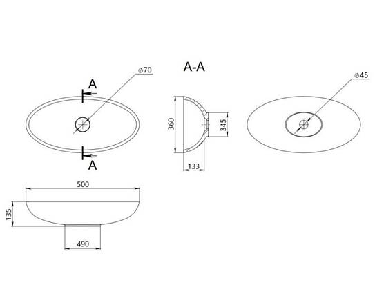 Умивальник накладний Qtap Kolibri 500x360x140 мм, фото 3