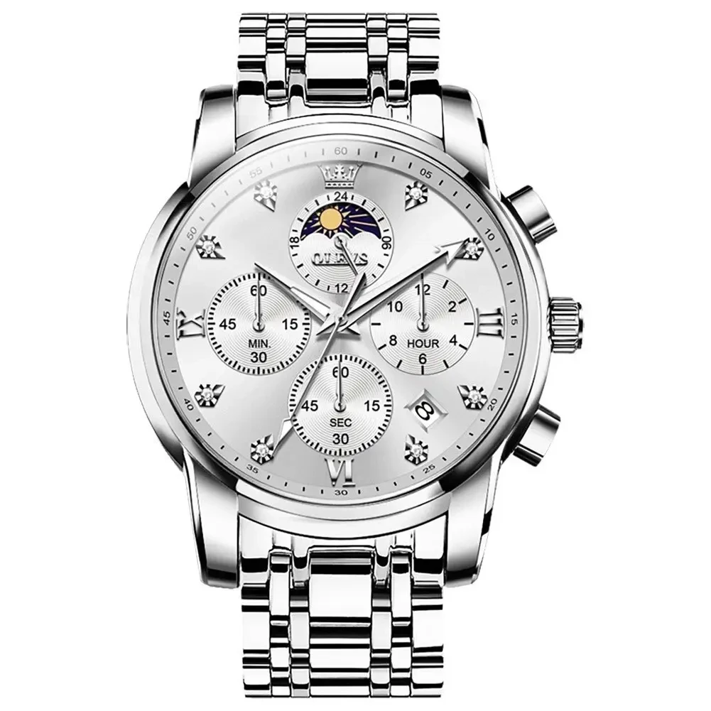 Елегантний годинник Olevs 3655 White Natural чоловічий наручний, фото 1