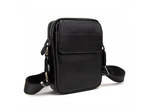 Сумка-міні чоловіча через плече із натуральної шкіри закривається на блискавку