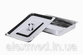 Лоток медичний металевий прямокутний (з кришкою та ручкою) 3л, фото 1