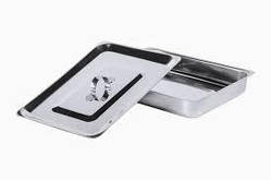 Лоток медичний металевий прямокутний (з кришкою та ручкою) 3л