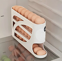 Вертикальний органайзер-підставка для зберігання 30 яєць у холодильнику 4-ярусний лоток для яєць із автоподачею Білий