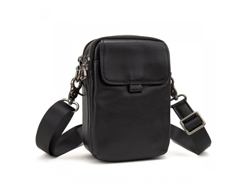 Сумка-міні чоловіча через плече компактна з натуральної шкіри має кріплення на пояс, фото 1