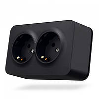 IP20 Розетка зовнішня подвійна із заземленням чорний графіт VIDEX BINERA