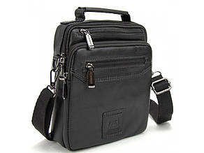 Сумка-барсетка чоловіча компактна через плече з ручкою та плечовим ременем з натуральної шкіри