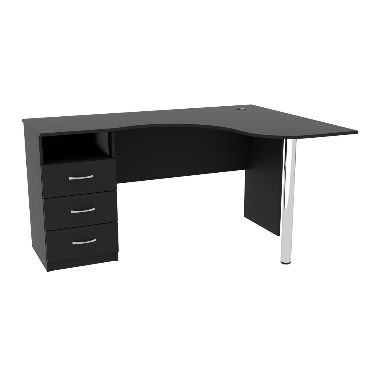 Стіл кутовий з шухлядами ОСК-4, Антрацит, 1500/1100/760, фото 1