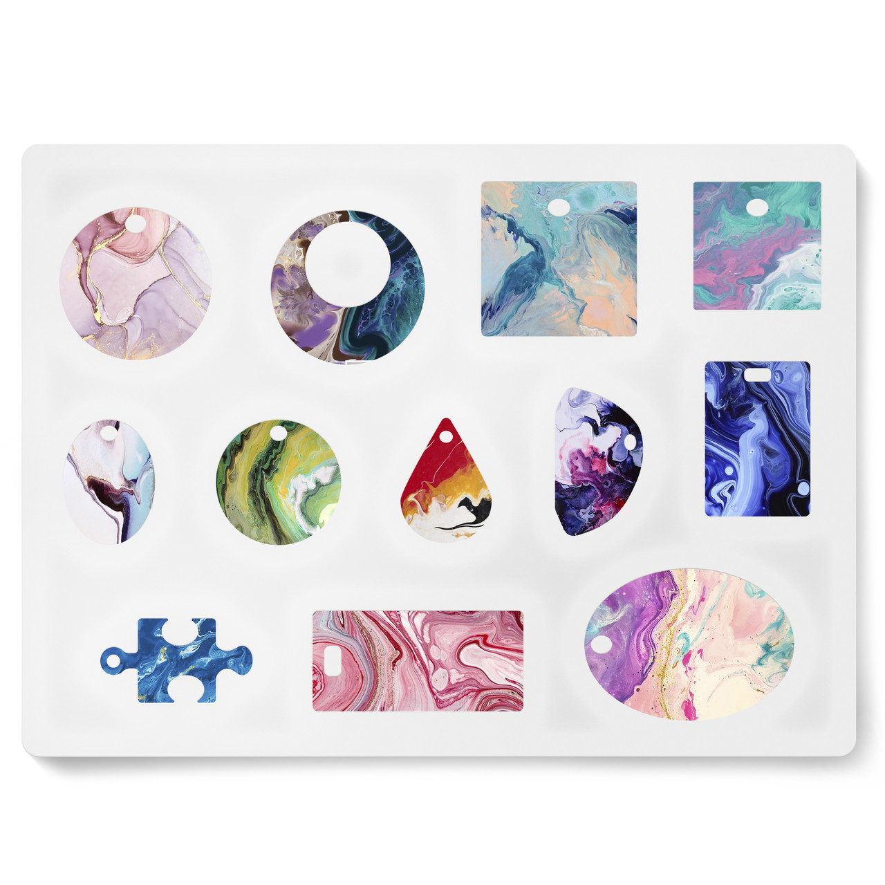 Силіконовий молд форма для виготовлення сережок кулонів підвісок прикрас біжутерії з епоксидної смоли Стандарт SKOVEN, фото 1