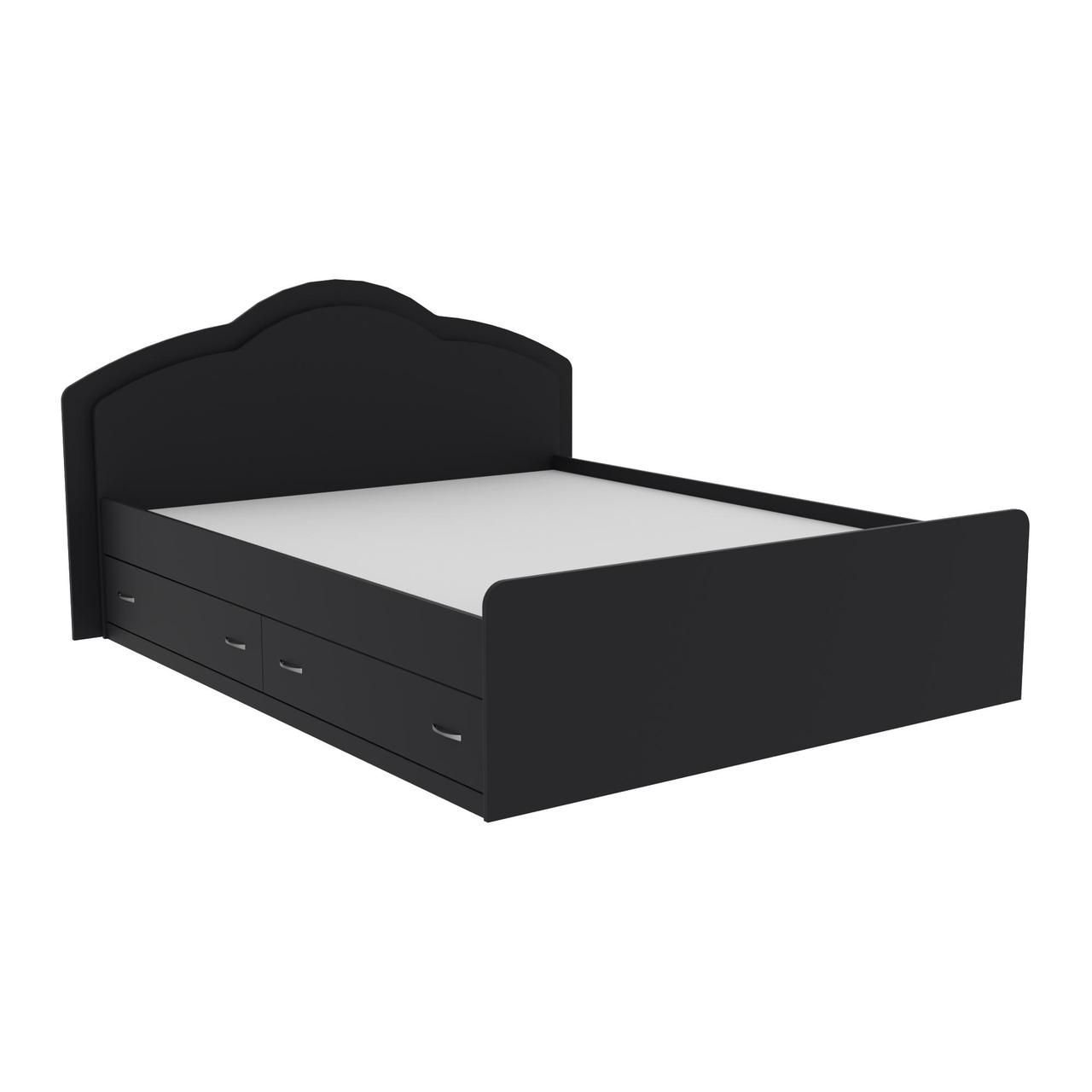 Ліжко Діана двоспальне з 2-ма ящиками, Антрацит, 2048х1410х1030, фото 1