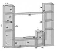 Стінка у вітальню під ТВ Ехо-2, Дуб Аппалачі/Антрацит, 2160х420х1850, фото 3