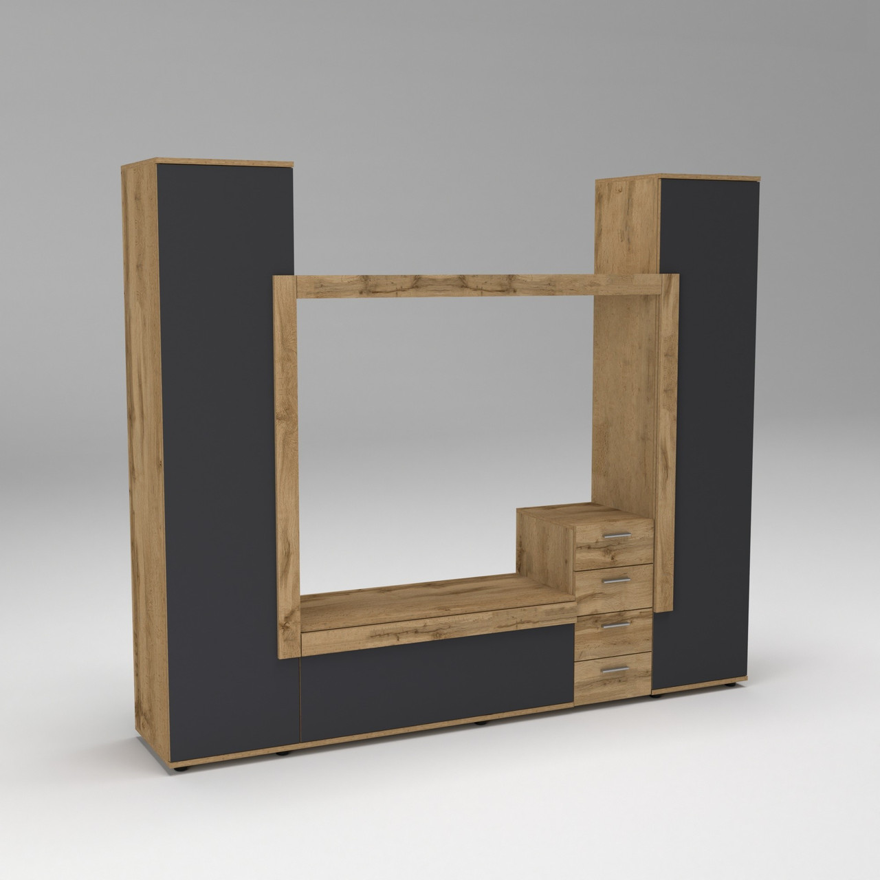 Стінка у вітальню під ТВ Ехо-2, Дуб Аппалачі/Антрацит, 2160х420х1850, фото 1