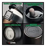 Кавова кружка об'ємом 380 мл з кришкою та кнопкою блокування, чорна, фото 3