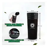 Кавова кружка об'ємом 380 мл з кришкою та кнопкою блокування, чорна, фото 4