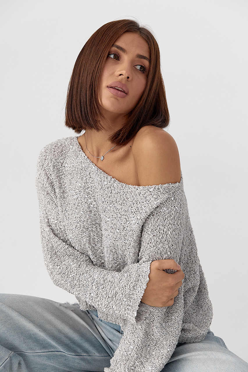 Кофта-павутинка з букле — сірий колір, ONE SIZE (є розміри), фото 1
