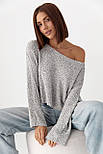 Кофта-павутинка з букле — сірий колір, ONE SIZE (є розміри), фото 5