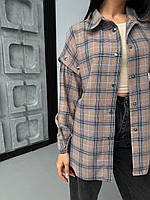 Сорочка в карту жіноча зі знімними рукавами на кнопках 42-46