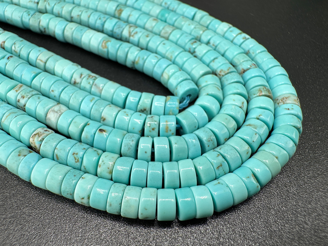 Бірюза натуральна 4*2 мм диск, нитка, фото 1