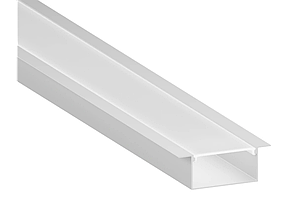 Профіль для лед стрічки врізний LS16-1 з матовим розсіювачем PMMA 2м анодований (ціна 1 м) PREMIUM
