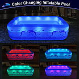Надувний басейн з підсвічуванням, сімейний надувний басейн для дітей, дорослих, надувні басейни на сонячних батареях, фото 5