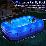 Надувний басейн з підсвічуванням, сімейний надувний басейн для дітей, дорослих, надувні басейни на сонячних батареях, фото 4