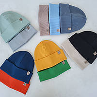 Шапка для хлопчиків подвійна, тканина рубчик