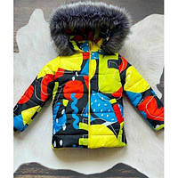 Детская зимняя куртка "Апельсины" 110-116см