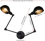 TRADE® Чорні ретро-регульовані настінні світильники У промисловому стилі Ковані стовпи з довгими важелями Настінна лампа, фото 6