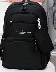 Шкільний рюкзак з сумочкою брелком чорного кольору (висота 45 см)