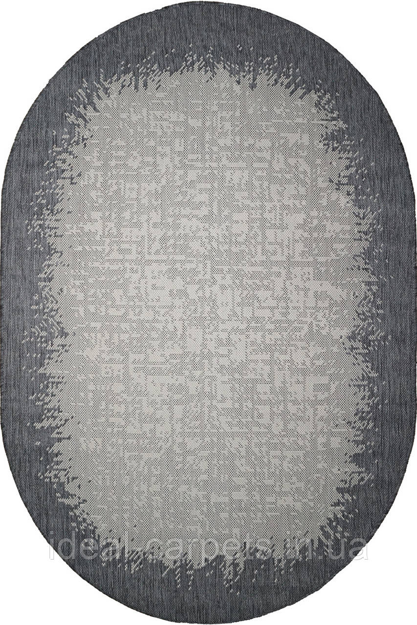 Килим 1.2*1.7м овал без ворсу на нековзкій основі 0015 Сірий, фото 1