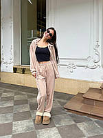 Універсальний костюм жіночий велюровий м'який приємний до тіла кофта на блискавці та штани 42-46 48-52