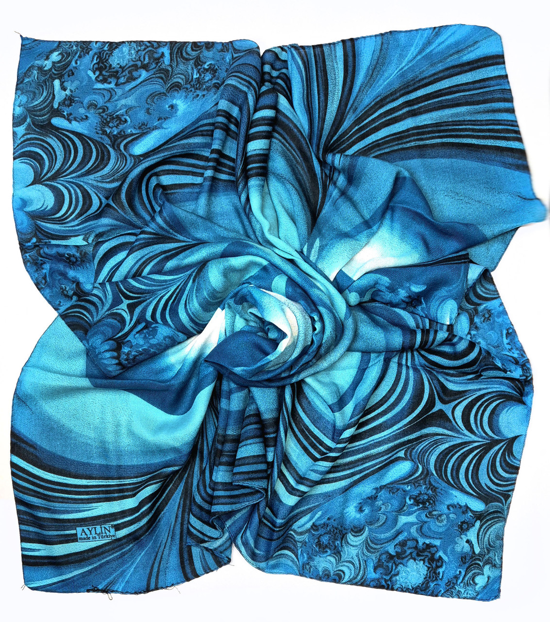 Хустка жіноча вовняна середнього розміру Шері бірюзово-голубой, фото 1