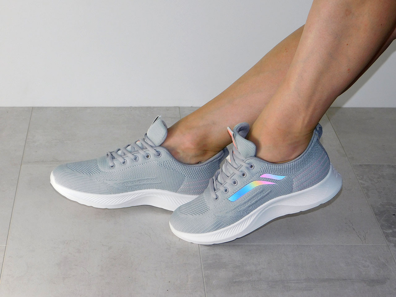 Кросівки жіночі текстильні весна літо сірі з рожевим, фото 1