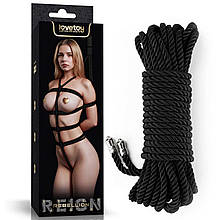 Чорна шовковиста мотузка для бондажу Rebellion Reign Ebony Silky Bondage Rope, 10 м