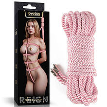 Рожева шовковиста мотузка для бондажу Rebellion Reign Rose Silky Bondage Rope, 10 м
