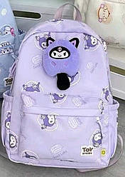 Рюкзак шкільний бузкового кольору з іграшкою (висота 41 см)