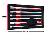 Набір поворотних подовжувачів CrV 1/4" 3/8" 1/2" (9 шт.) Tvardy T00131, фото 2