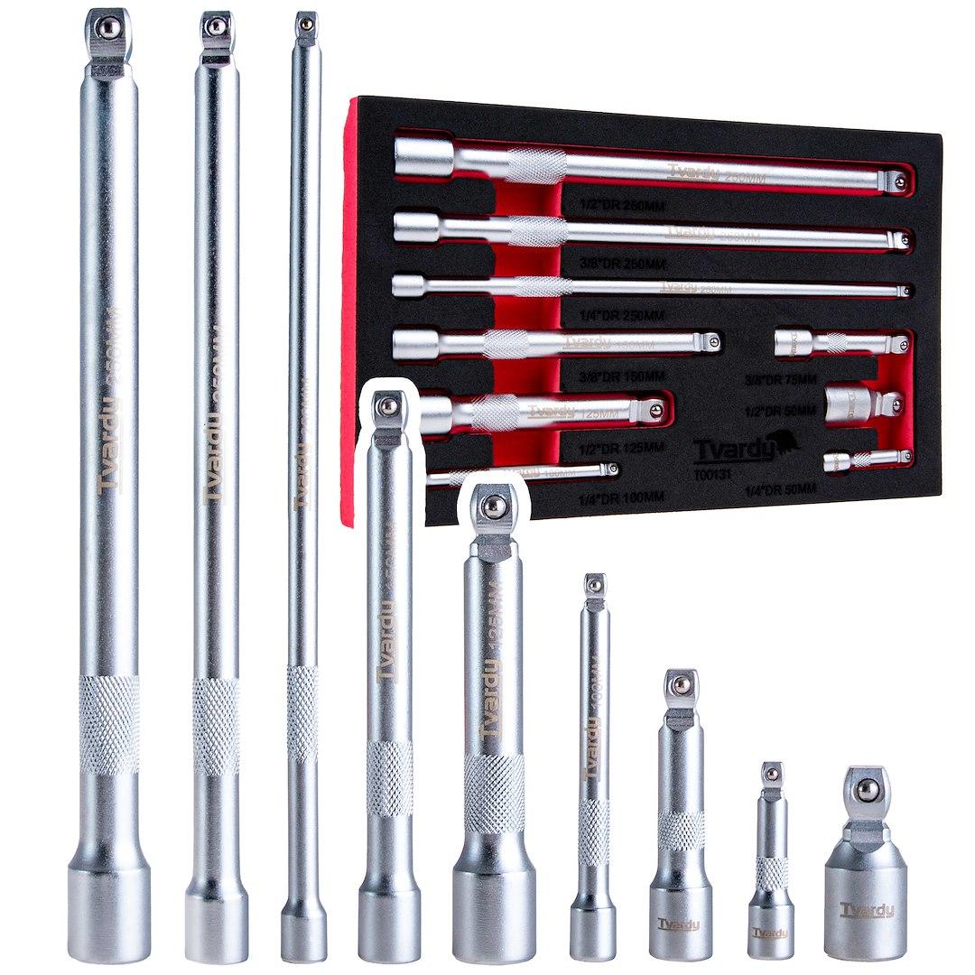 Набір поворотних подовжувачів CrV 1/4" 3/8" 1/2" (9 шт.) Tvardy T00131, фото 1