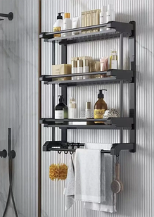 Полиця етажерка металева для ванної кімнати та кухні, стелаж металевий ванною 60см