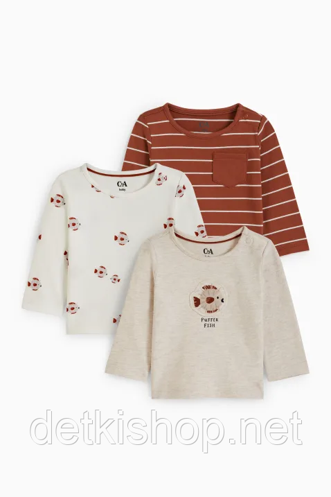 Дитячій топ з довгими рукавами распашонка для малюка набір 3 шт. 62 (2-3М)