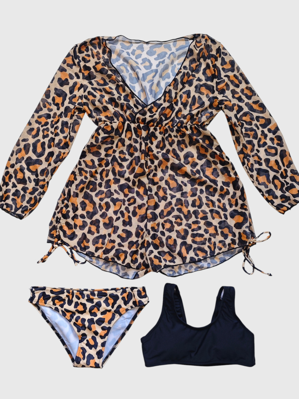 Дитячий купальник з комбінезоном лєо Fuba 1829 чорний-коричневий 34 36 38 40 42 розмір