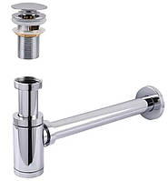 Сифон з донним клапаном з переливом латунний 1 1/4" Globus Lux GS-32-105-03A chrome | 000030297