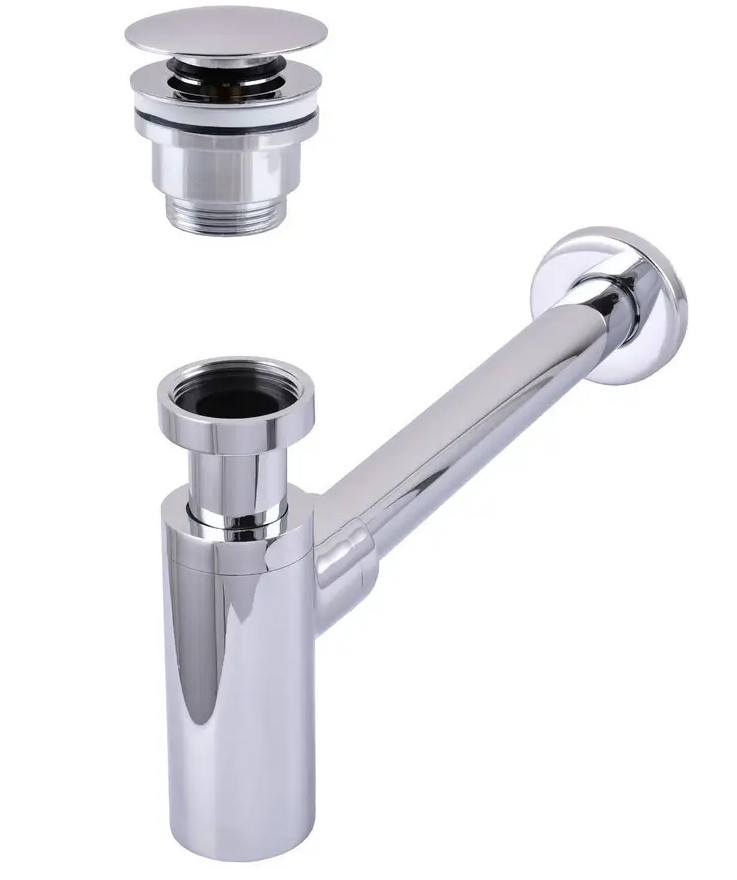 Сифон з донним клапаном латунний 1 1/4" Globus Lux GSB-32-125-04A chrome | 000030298 - фото 1 - id-p2724444446