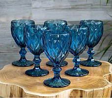 Бокали для вина сині "Сапфір", 6 шт