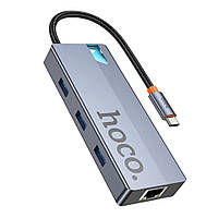 Хаб USB Hoco HB51 Type-C 6-in-1 (HDTV+RJ45-100Mbps+PD+USB3.0*3)